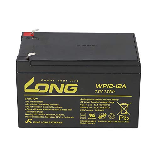 WSB Battery Batería de plomo WP12-12A, 12 V, 12 Ah, 4,8 mm, Faston Lead-Acid, compatible con LC-RA1212PG, LC-RA1212PG1, Exide Powerfit S312/12S, NP12-12, FG21202, NP12-12-WT, MP12, 6-FM-12 6-DZM-1 2.