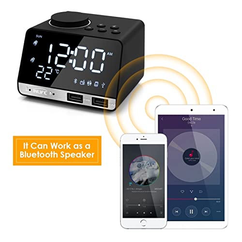 WYGC Reloj Despertador Digital Bluetooth Altavoz Despertador Radio Dar El Teléfono Plano Carga Música Reloj Monitor Despertador Electronico Reloj De Escritorio Despertador electronico (Color : Black)