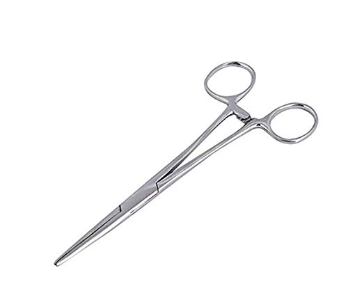 WYMAODAN YIYI Pinzas hemostáticas, acero inoxidable Perro Gato Mascota Tijeras Oreja Abrazadera de pelo Tijeras de pesca Herramientas (12.5 cm recto)