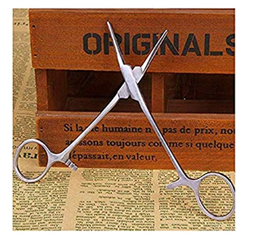 WYMAODAN YIYI Pinzas hemostáticas, Acero Inoxidable Perro Gato Mascota Tijeras Oreja Abrazadera de Pelo Tijeras de Pesca Herramientas (16cm Recto)