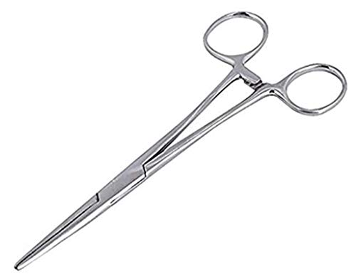 WYMAODAN YIYI Pinzas hemostáticas, acero inoxidable Perro Gato Mascota Tijeras Oreja Pinza para el cabello Herramientas de tijeras de pesca (18 cm recto)