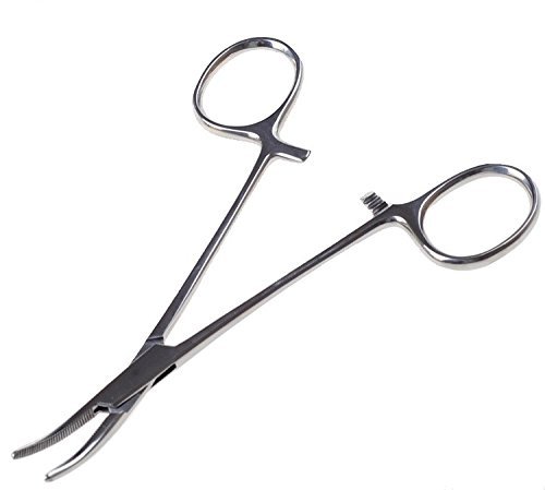 WYMAODAN YIYI Pinzas hemostáticas, acero inoxidable Perro Gato Mascota Tijeras Oreja Pinza para el cabello Pesca Tijeras Herramientas (12.5CMDoblar)