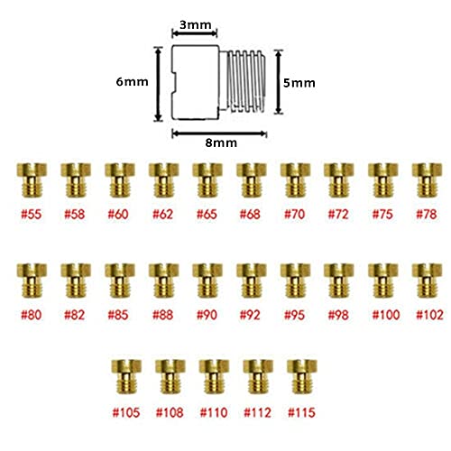 WYN Paquete de 25 5 mm Jet Principal 55-115 M5 for DELL/ORTO Carburetor Vergaser S/ha SH/BC SH/b Accesorios for automóviles y Motocicletas.