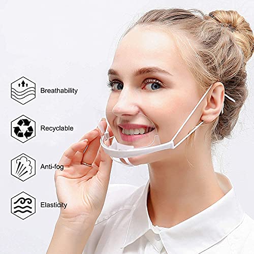 X10 Mascarillas Transparentes Homologadas Protectores faciales de plástico para la boca, viseras transparentes lavables y reutilizables para la boca y la barbilla, protección facial contra la saliva