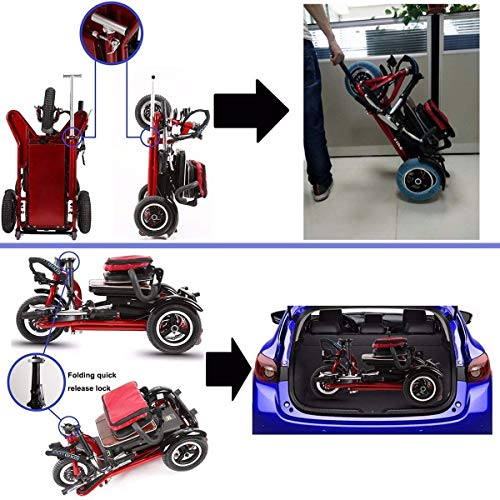 XCBY Scooter Eléctrico de 3 Ruedas Mayores Minusvalido, Motor De 300 W, Plegable, Reversible, 20 Km/H, Ajuste De 3 Velocidades, Adecuado para Personas Mayores, Discapacitados, Adultos 30KM