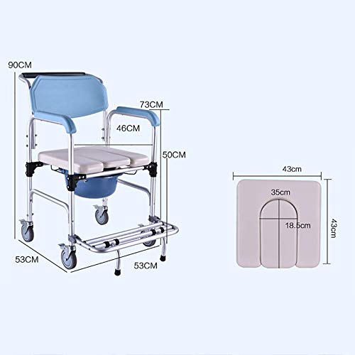 XCTLZG Silla con Inodoro de Ducha con Ruedas, Inodoro Empotrado, Silla de Ducha e Inodoro, Taburete de baño para bañarse, Ancianos, discapacitados y Movilidad Limitada