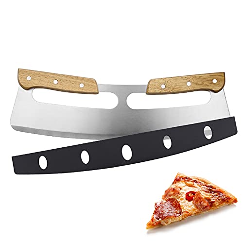 XGzhsa Cortador de pizza cortapizzas profesional cortador de pizza basculante de acero inoxidable con funda protectora ideal para pizza, pastelería, pan, masa