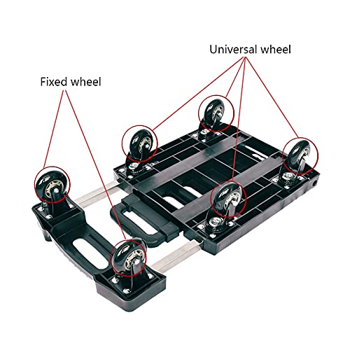 XIANGE100-SHOP Carretillas Camión de Mano Plegable 6 Ruedas Pequeño Carrito Carro con Mango Estirable para la Oficina en el hogar Equipaje de Viaje en Movimiento 330 Libras de Capacidad de Peso