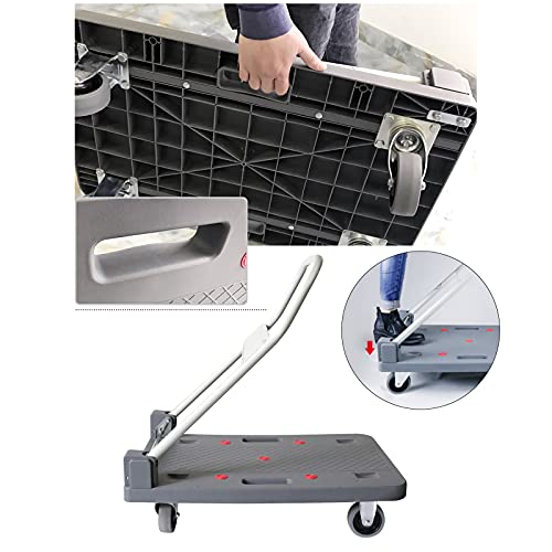 XIANGE100-SHOP Carretillas Carrito de plástico de la Plataforma portátil del Panel de plástico con la manija Plegable de Metal Plana Trolley para la Mano de la fábrica de almacén (Size : Small)