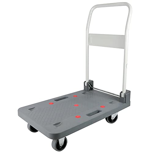 XIANGE100-SHOP Carretillas Carrito de plástico de la Plataforma portátil del Panel de plástico con la manija Plegable de Metal Plana Trolley para la Mano de la fábrica de almacén (Size : Small)