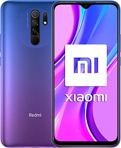 Xiaomi Redmi 9 - Smartphone de 6.53" FHD+, 4 GB y 64 GB, Cámara cuádruple de 13 MP con IA, MediaTek Helio G80, Batería de 5020 mAh, 18 W de Carga rápida, Púrpura [Versión ES/PT]