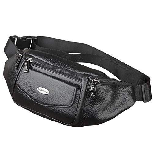 Xieben Bolso De Cintura De Cuero para Hombres Mujeres Slim Fanny Paquete De Hombro Viajes Al Aire Libre Deportes Ciclismo Senderismo Montar Camping Caza Casual Bum Pouch Negro