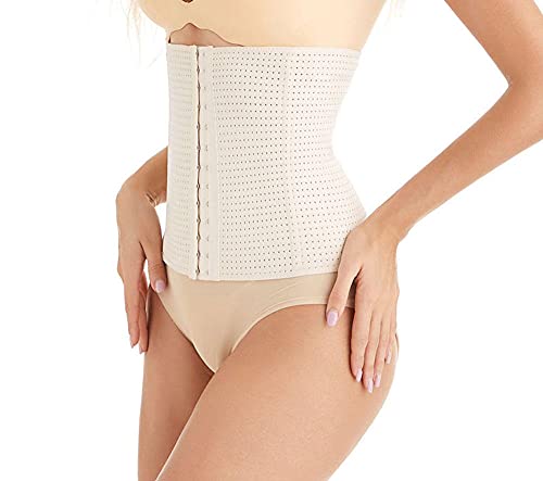 XINDUO Faja Reductora Moldeadora Cintura,Cinturón Adelgazante Hueco de plástico-Off White_XS,Entrenador de Cintura para Mujer Fajas