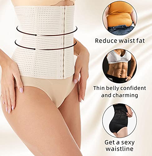 XINDUO Faja Reductora Moldeadora Cintura,Cinturón Adelgazante Hueco de plástico-Off White_XS,Entrenador de Cintura para Mujer Fajas