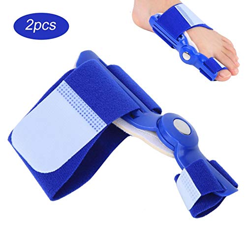 XINMYD Corrector de juanetes, 2 uds, Corrector de juanetes para Adultos, separadores de Dedos ortopédicos, Equipo de ortesis de Hallux Valgus para Uso diurno/Nocturno de la Mujer(Azul)