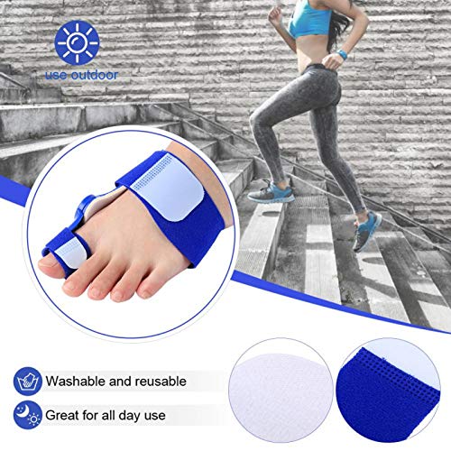 XINMYD Corrector de juanetes, 2 uds, Corrector de juanetes para Adultos, separadores de Dedos ortopédicos, Equipo de ortesis de Hallux Valgus para Uso diurno/Nocturno de la Mujer(Azul)