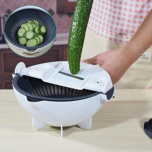 Xiuganpo Práctico Cortador de Verduras de Seguridad de operación Simple, Utensilios de Cocina Rallador de Verduras con Cesta de Drenaje, Restaurante de Camping Multifuncional para Cocina en casa