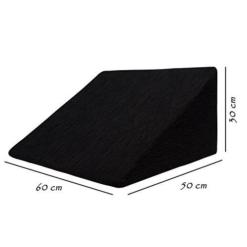 XL Almohada de cuña para sala de estar y dormitorio, cojín de lectura, almohada de relajación, respaldo flexible, cojines de embarazo, almohadas de lactancia // para tumbarse y sentarse (negro)