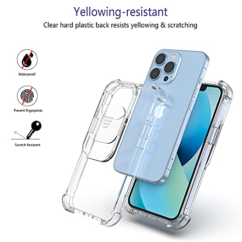 XTCASE Funda para iPhone 13 Pro, Protección de la Cámara Transparente Carcasa Cubierta de Cámara Deslizante Proteger Ultra-Fina Híbrida PC + TPU Anti-Choque Anti-arañazos