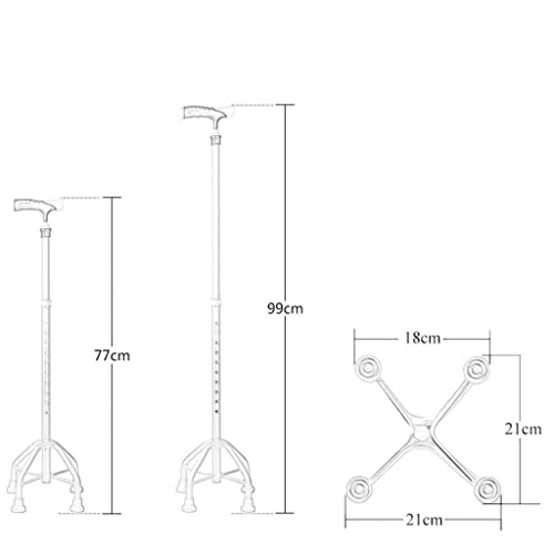 XUEPING Muletas, Muletas portátiles de 4 Patas de 4 Patas Ligeras retráctiles Caminante Antideslizante Adulto Adulto (Color : Silver)