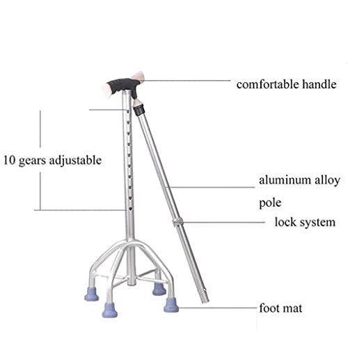 XUEPING Muletas, Muletas portátiles de 4 Patas de 4 Patas Ligeras retráctiles Caminante Antideslizante Adulto Adulto (Color : Silver)