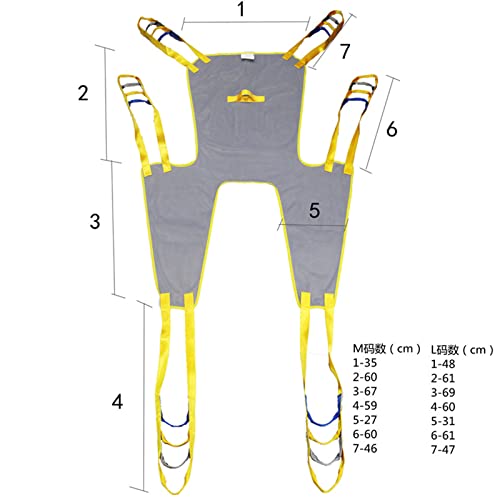 XYEJL Gruas para Discapacitados, Arnés Elevación Paciente Cuerpo Completo, Grúa de Paciente, Eslinga De Elevación con Accesorios De Bucle,para Posicionamiento Y Elevación De La Cama,M