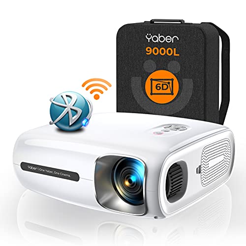 YABER Proyector Bluetooth Pro V7 9000L 5G Full HD 1080P WiFi, Corrección Trapezoidal Automática 6D y 4P/4D, Zoom Infinito, Proyector Portátil 4K HD para iOS/Android, etc.