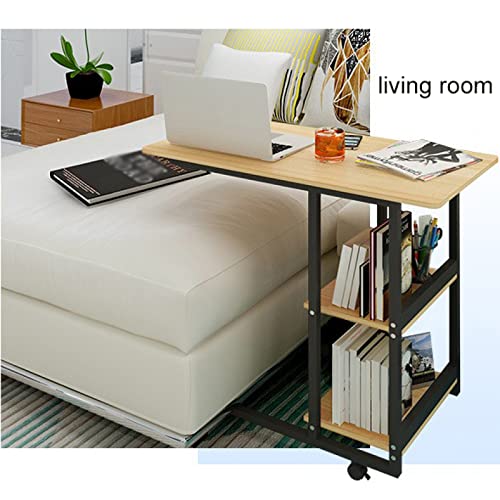 YAHAO Mesa de sobre Cama con Ruedas, Mesa Auxiliar, Mesa Auxiliar extraíble, Mesa de Estilo C, mesita de Noche para el hogar/habitación/Oficina con Marco de Metal