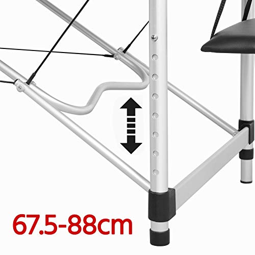 Yaheetech 3 Secciones Cama de Masaje Camilla Plegable Cama Portátil Altura Ajustale Aluminio Ancho 70 cm