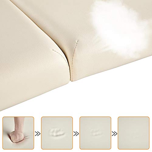 Yaheetech 3 Secciones Cama de Masaje Camilla Plegable Cama Portátil Altura Ajustale Aluminio Ancho 70 cm Beige