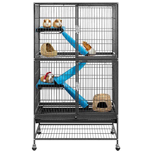 Yaheetech Grande Jaula Hamster con Ruedas Jaula Chinchilla Separados Jaula de Dos Pisos para Cobaya Hurones Casa para Ratoncillos Roedores 137x78x51cm