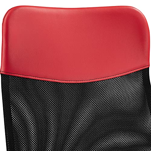 Yaheetech Silla de Oficina Escritorio Giratoria Ergonómica Cuero PU Sillón con Lumbar Ruedas Respaldo Alto Altura Ajustable Rojo