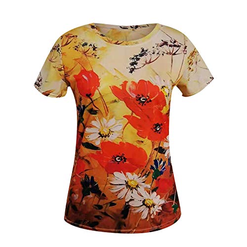 YANFANG Camiseta Talla Grande Mujer,Camiseta Suelta de Manga Corta con Estampado Sexy de Moda para Mujer