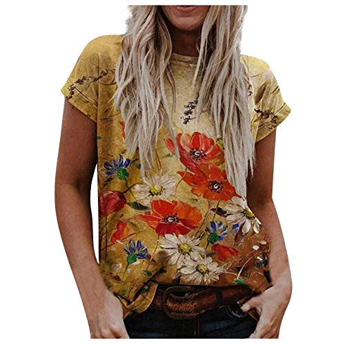 YANFANG Camiseta Talla Grande Mujer,Camiseta Suelta de Manga Corta con Estampado Sexy de Moda para Mujer