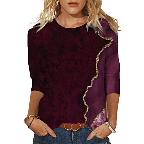 YANFANG Suéter Unisex para Mujer, Mod Primavera Impreso de Manga Larga con Cuello Redondo Color gradiente Casual Sudadera Blusa tee Tops