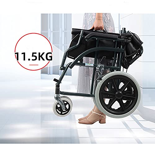 YDYBY Silla de Ruedas para minusválidos, Premium Manual Plegable Silla de Ruedas de Viaje ortopédica Freno en manetas reposapiés reposabrazos Asiento Ultraligera,Negro