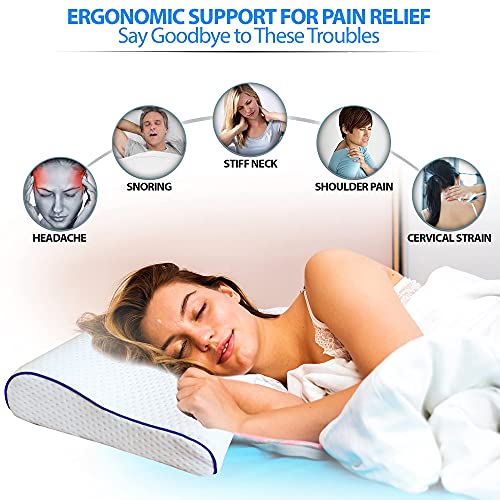 Yearol ® A1 Almohada Cervical viscoelástica. Diseño ortopédico para Evitar el Dolor de Cuello y Hombros. Ayuda a Dormir con sueño Profundo. Relleno de Espuma con Memoria. 50cm.