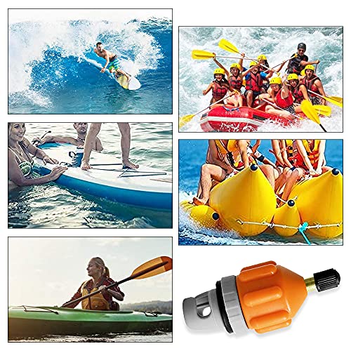 YeenGreen Adaptador de Bomba Sup, Adaptador Sup Ventil, Válvula de Aire Sup, Adaptador Valvula Paddle Surf, para Bote Inflable para Canoa, Kayak, Tabla de Remo, Bote Inflable (Naranja)