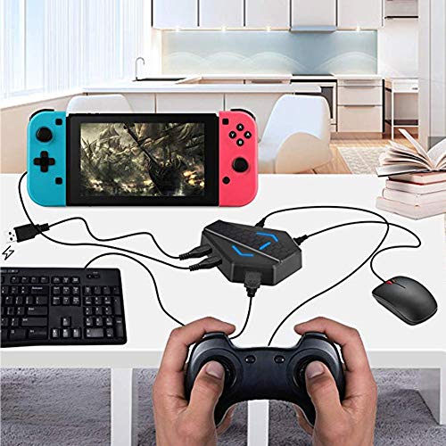 YFish Convertidor Adaptador de Ratón y Teclado Keyboard Mouse Adapter Converter Controlador de Gamepad Compatible con Switch/PS4/PS3/Xbox One,360/ PC/Oficina,Plug and Play-Negro