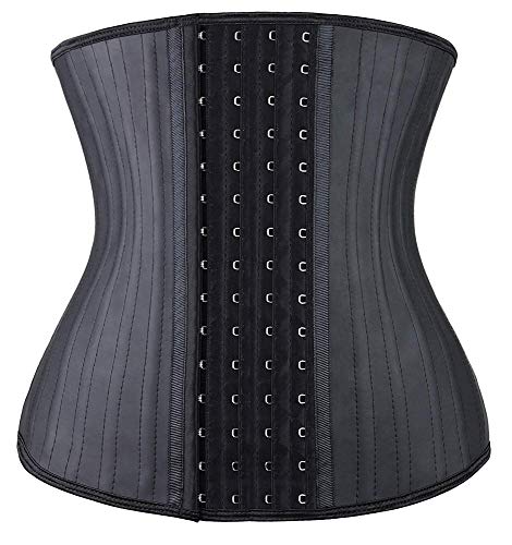 YIANNA Faja Reductora Mujer con 25 Huesos de Acero Waist Trainer Latex Corset Reductor Fajas Colombianas Cinturilla Postparto Negro, 11787 Size L