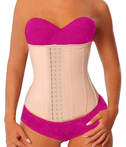 YIANNA Fajas Reductoras Mujer Largo Torso Latex Waist Trainer Corset Cinturilla Reductora Faja Colombiana Lumbar Postparto Corsé Abdominal Beige, 110288 Size XS