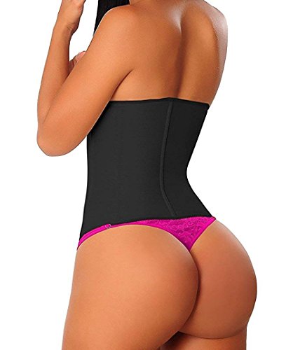 YIANNA Fajas Reductoras Mujer Largo Torso Waist Trainer Corset Cinturilla Reductora Faja Colombiana Cintura Postparto Negro, 110288 Size M