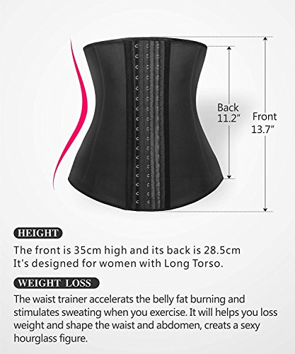 YIANNA Fajas Reductoras Mujer Largo Torso Waist Trainer Corset Cinturilla Reductora Faja Colombiana Cintura Postparto Negro, 110288 Size M