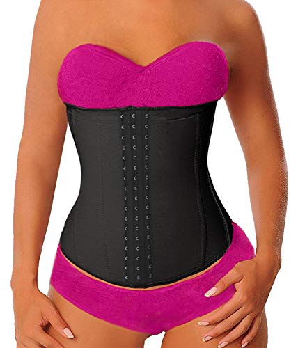 YIANNA Fajas Reductoras Mujer Largo Torso Waist Trainer Corset Cinturilla Reductora Faja Colombiana Cintura Postparto Negro, 110288 Size M