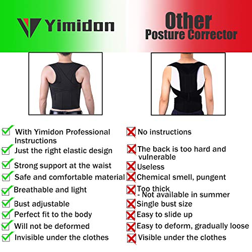 Yimidon Corrector Postura de Espalda, Espalda Recta, Corrector de Postura Hombro para Mujer e Hombres, Soporte Ultrafino Respirable Vendaje de Elástico en Cintura - L