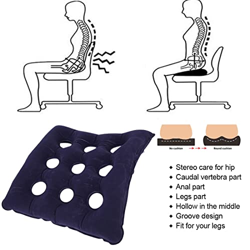 Yinhing Almohada para glúteos para el Cuidado de la Salud, Cojín antiescaras para Ancianos, Cojín Inflable para Silla, Almohada de Aire antiescaras, Almohada de Apoyo para la Espalda, Cojín (Azul2)