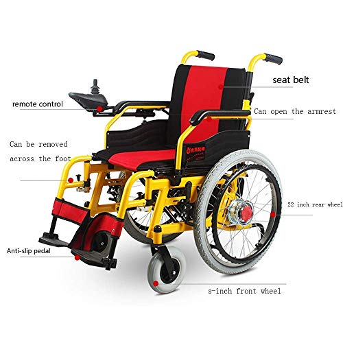 YIQIFEI Silla de Ruedas, Ligera, Plegable, eléctrica, de aleación de Aluminio con llanta de magnesio, accionamiento eléctrico o Manual (Silla)