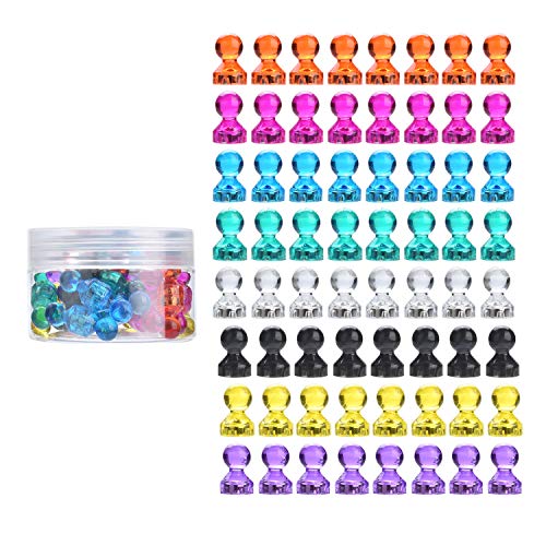 Yizhet 64Pcs Pin Imanes Magnético Chinchetas Imanes Neodimio Color Strong Imanes de Nevera Whiteboard Magnets Magnetic Push Pins para Pizarra, Oficina, Refrigerador, Mapa y Calendario(11 * 17mm)