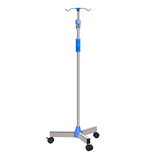 YJI Soporte De Infusión De Soporte IV Portátil, Soporte De Goteo De Acero Inoxidable De Altura Ajustable para Cuidado En El Hogar, Hospital Y Clínica para Ancianos