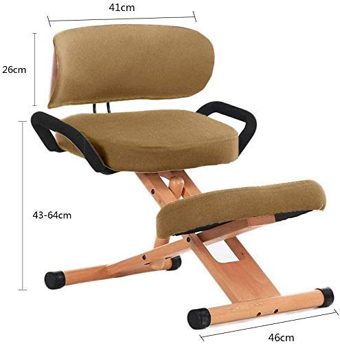 YLJYJ Sillas de Rodillas Silla de Oficina ergonómica Mobiliario de Estudio para aliviar la Fatiga Taburete ortopédico Regulable en Altura con Respaldo con asa (Color: Rojo)